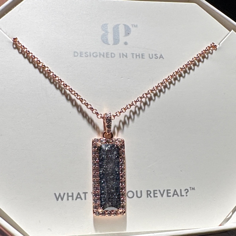 Rose Gold Pendant Necklace with Black Stone